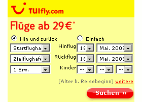 TUIfly.com Suche - Gadget